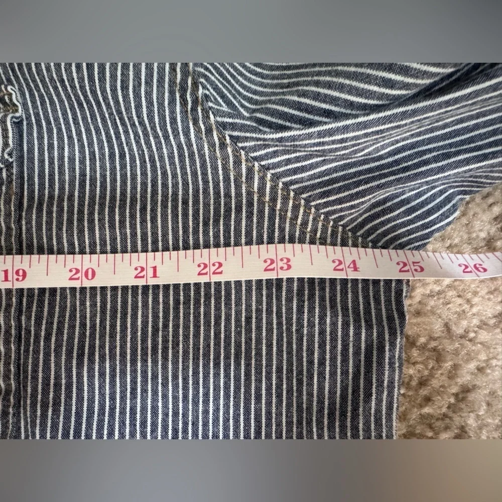 Wrangler Men’s Indigo Striped Denim Long Sleeve Shirt Brown Pearl Snaps Size XL